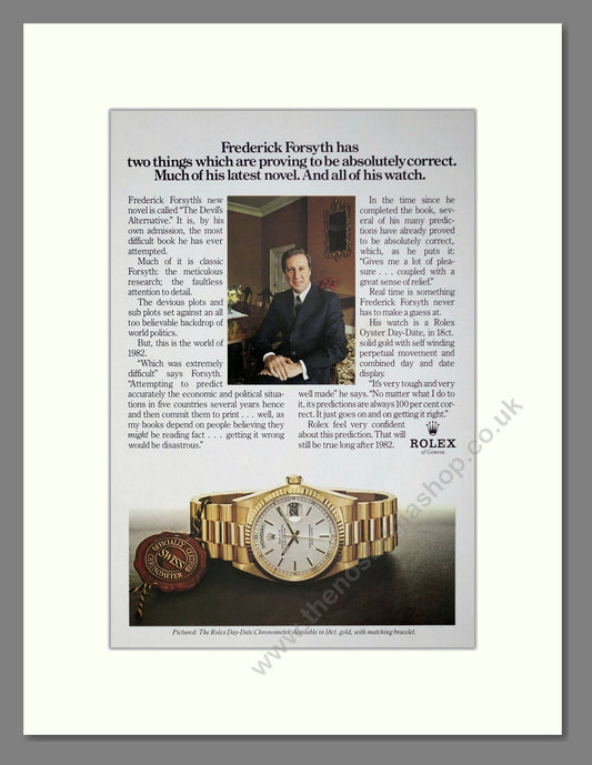 Rolex - Day Date Chronometer. Vintage Advert 1980 (ref AD67451)