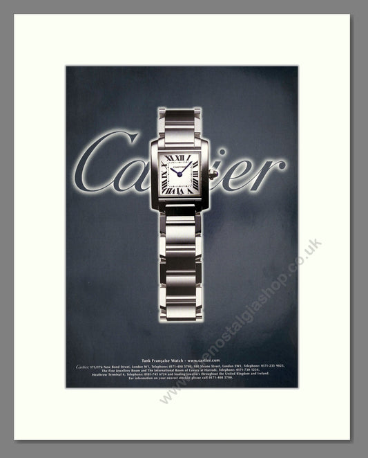 Cartier - Tank Watch. Vintage Advert 1999 (ref AD67459)