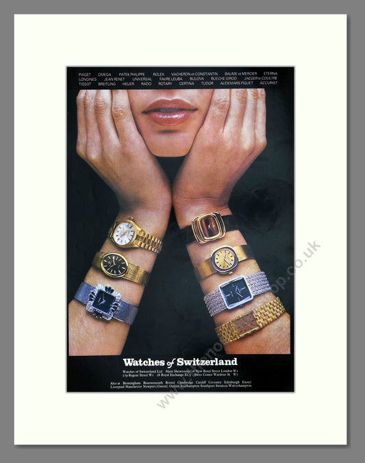 Watches Of Switzerland - Various Watches. Vintage Advert 1974 (ref AD67466)