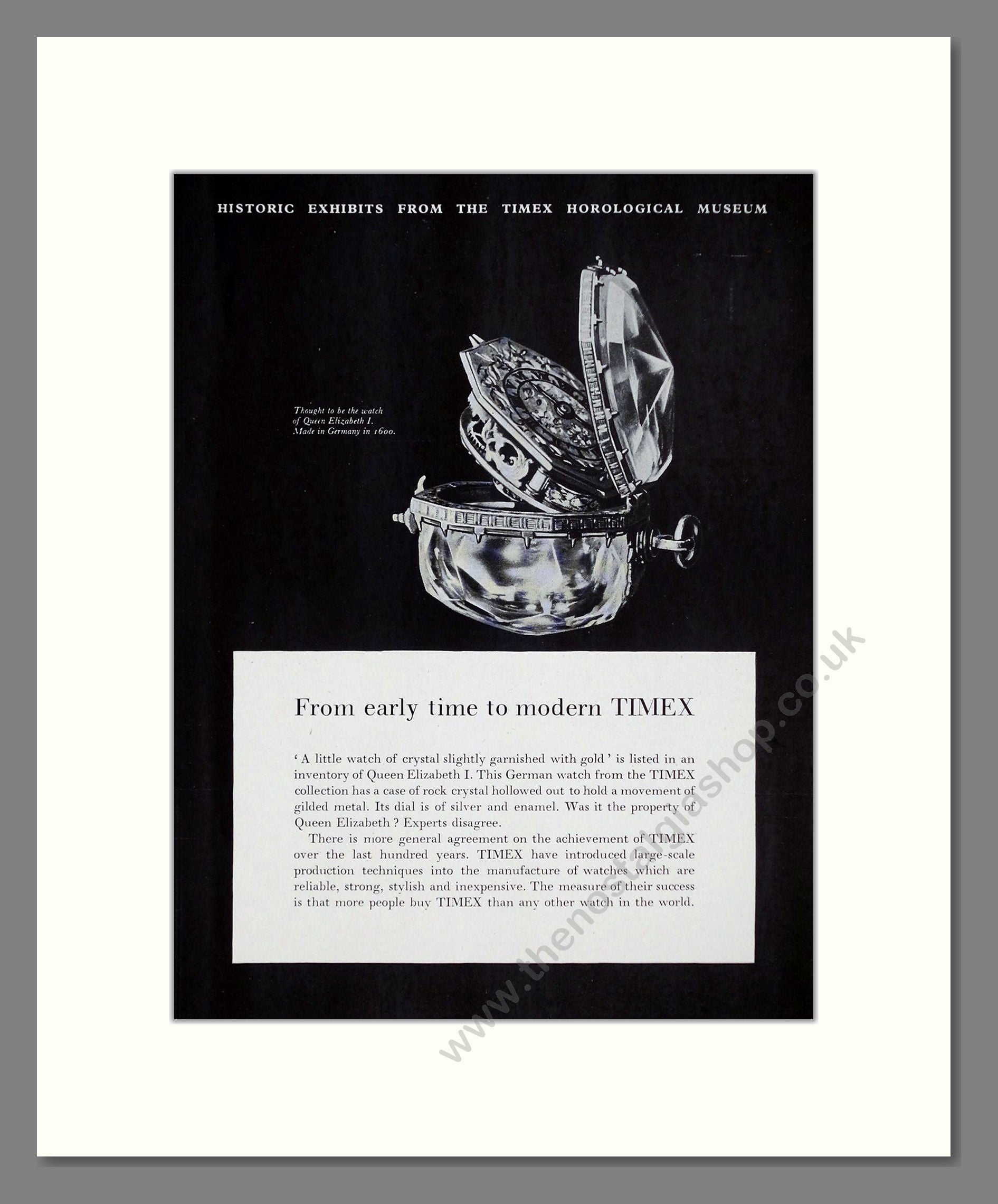 Timex - Horological Museum. Vintage Advert 1957 (ref AD67468)