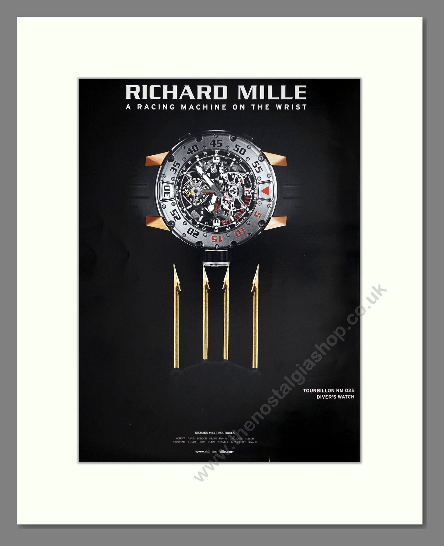 Richard Mille - Tourbillon RM Divers Watch. Vintage Advert 2020 (ref AD67473)