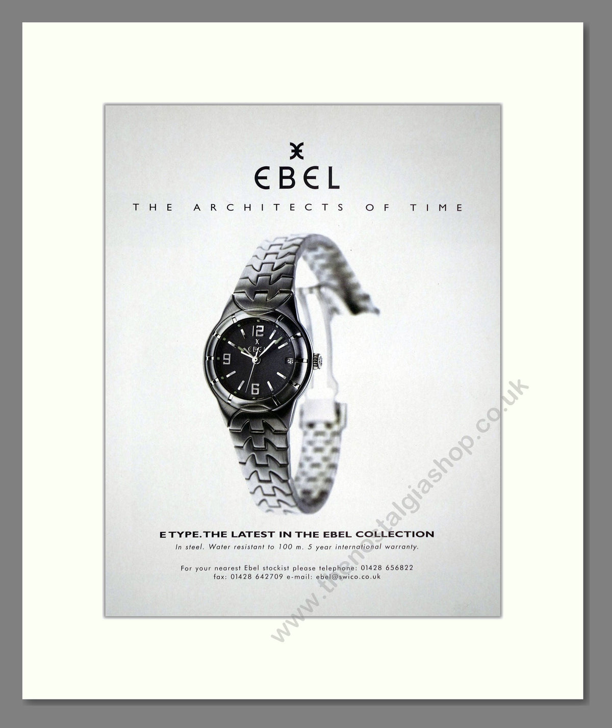 Ebel - E Type. Vintage Advert 1999 (ref AD67474) – The Nostalgia Shop