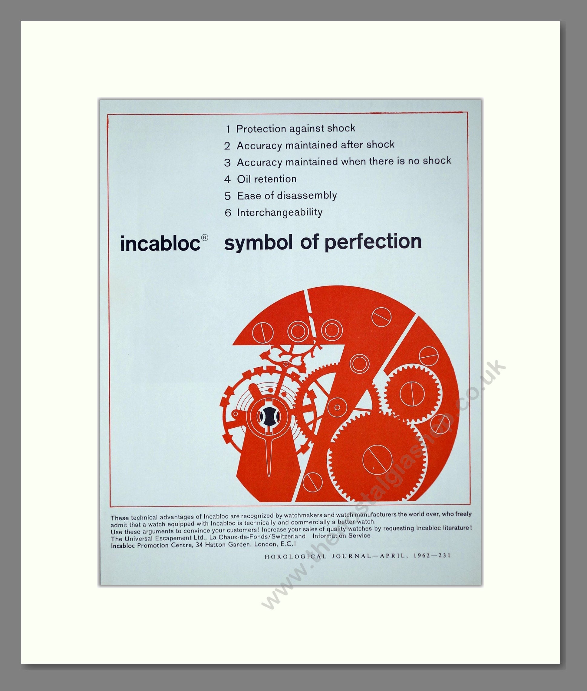 Incabloc - Shock Protection. Vintage Advert 1962 (ref AD67480)