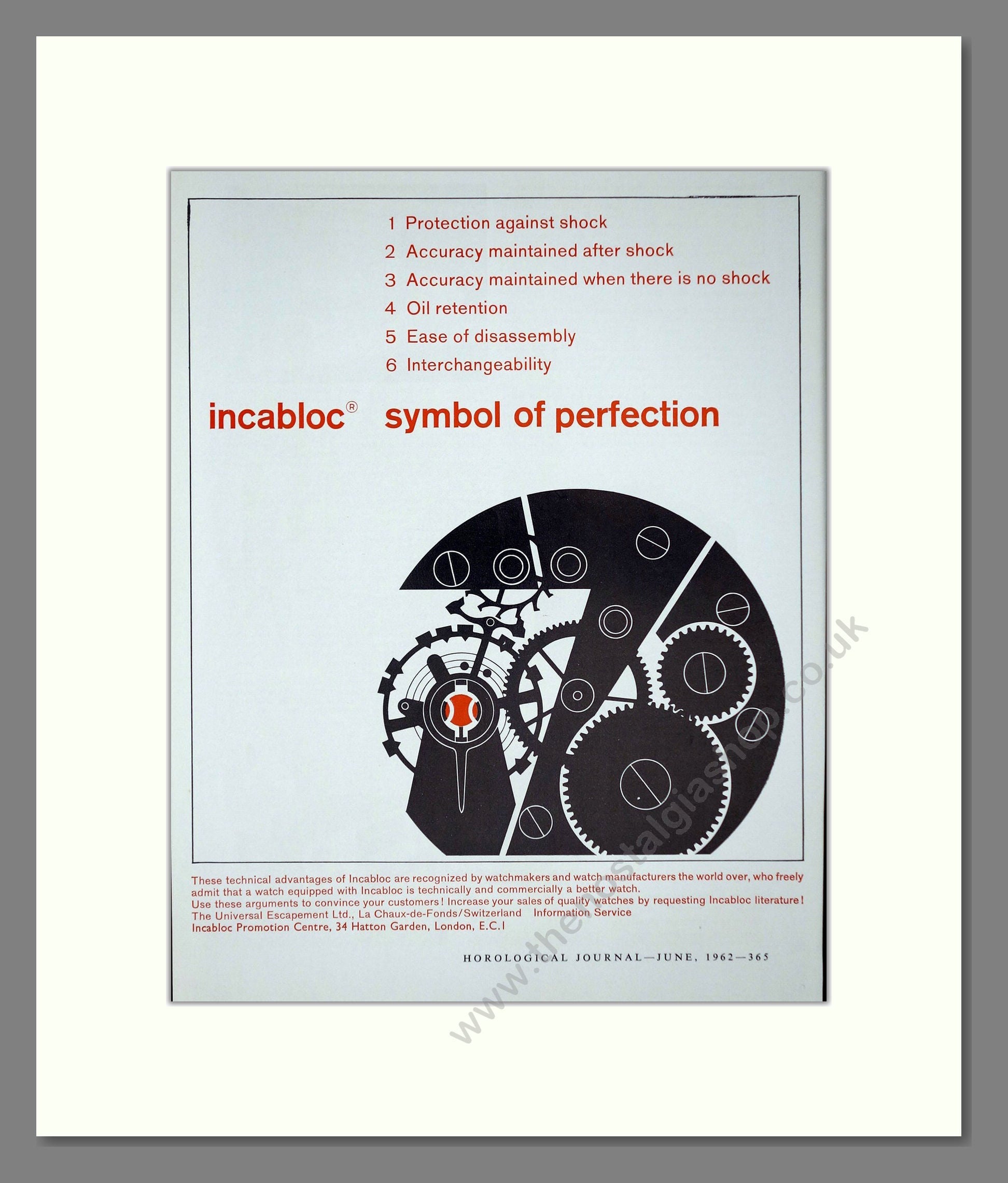 Incabloc - Shock Protection. Vintage Advert 1962 (ref AD67481)