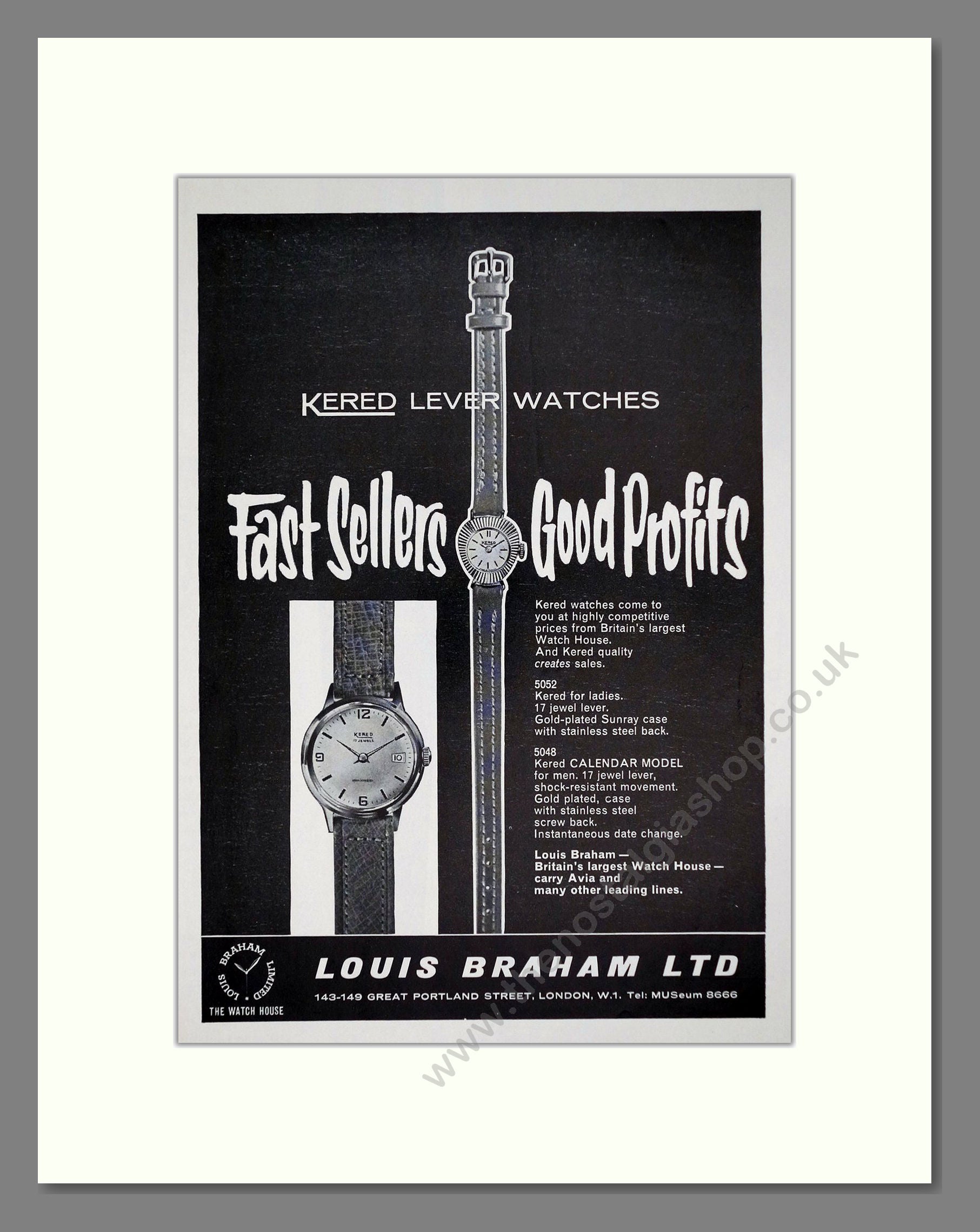 Kered - Lever Watched. Vintage Advert 1962 (ref AD67484)