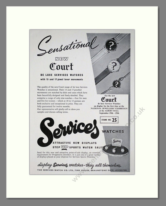 Services - Various Watches. Vintage Advert 1957 (ref AD67486)