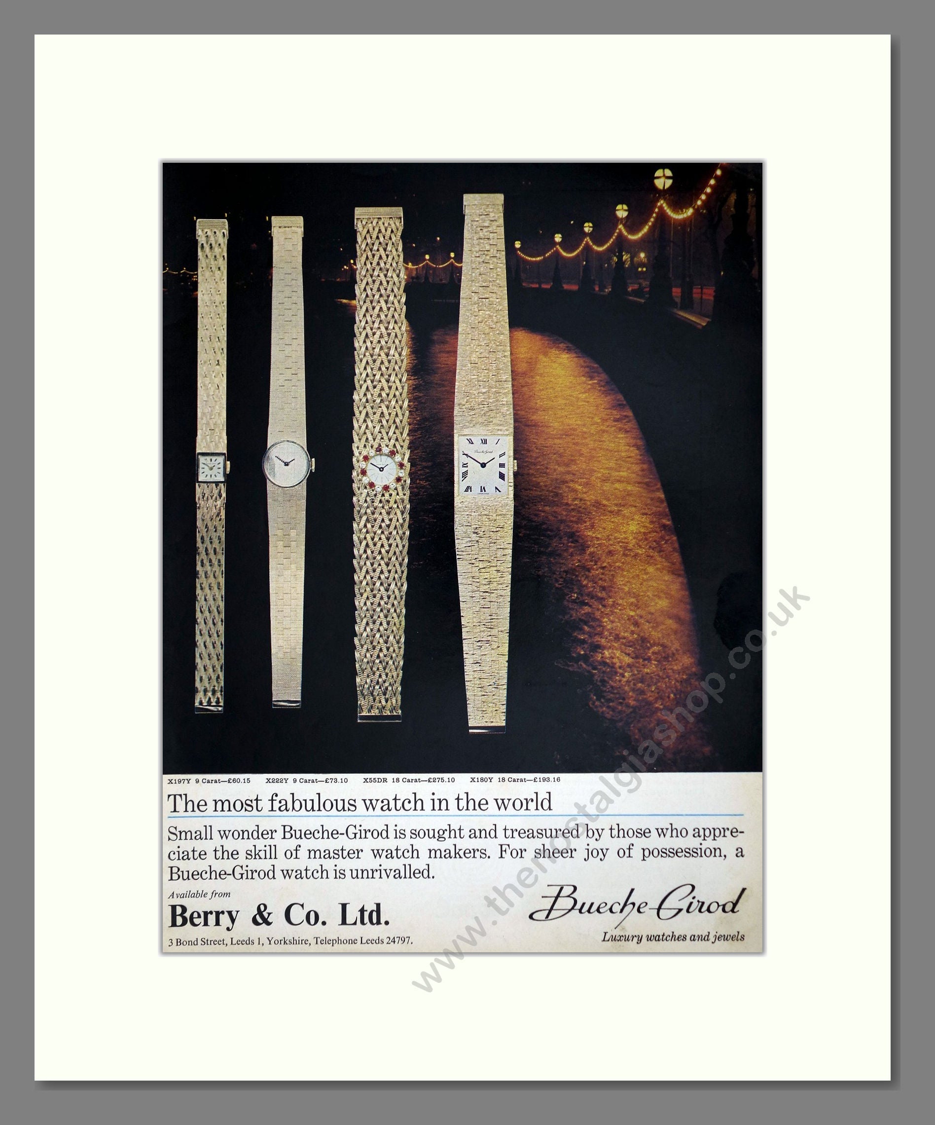 Bueche Girod - Ladies Watches. Vintage Advert 1966 (ref AD67534)