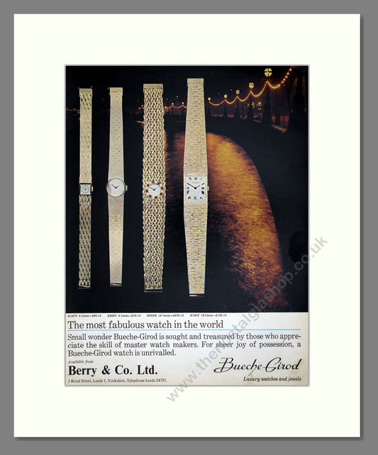 Bueche Girod - Ladies Watches. Vintage Advert 1966 (ref AD67534)