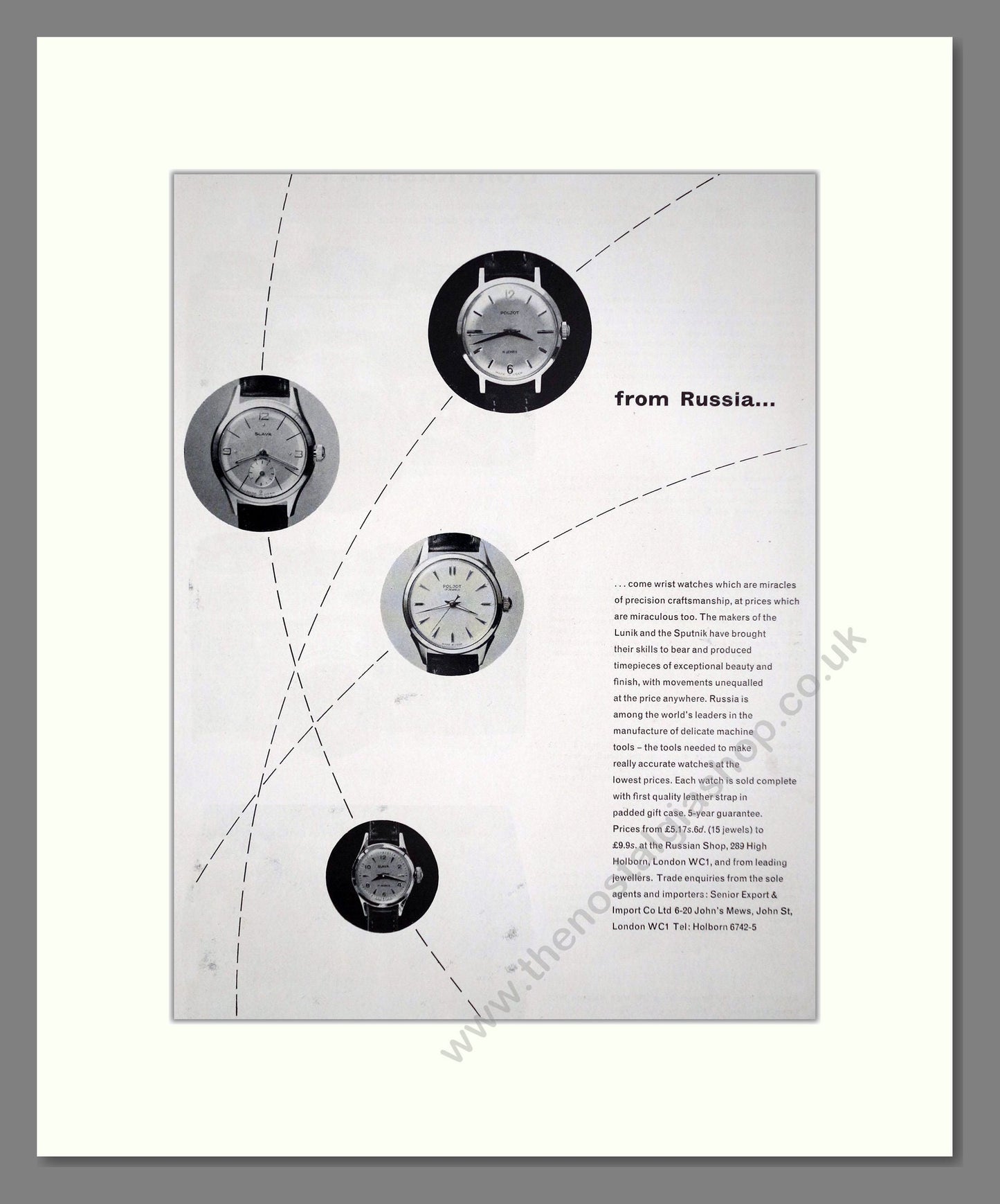 Poljot - Russian Watches. Vintage Advert 1961 (ref AD67537)