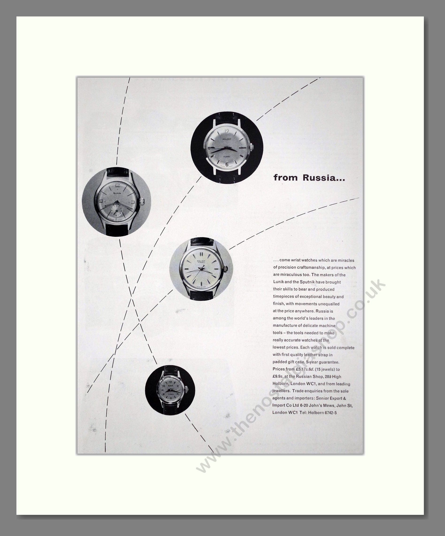 Poljot - Russian Watches. Vintage Advert 1961 (ref AD67537)