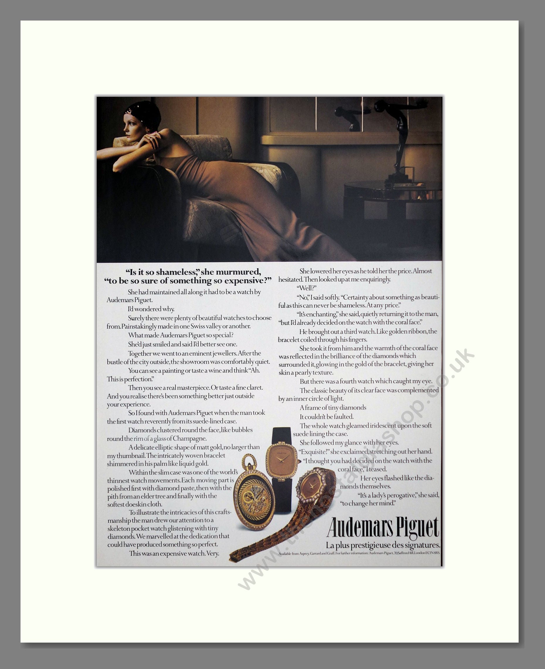 Audemars Piguet - Ladies Watches. Vintage Advert 1978 (ref AD67538)
