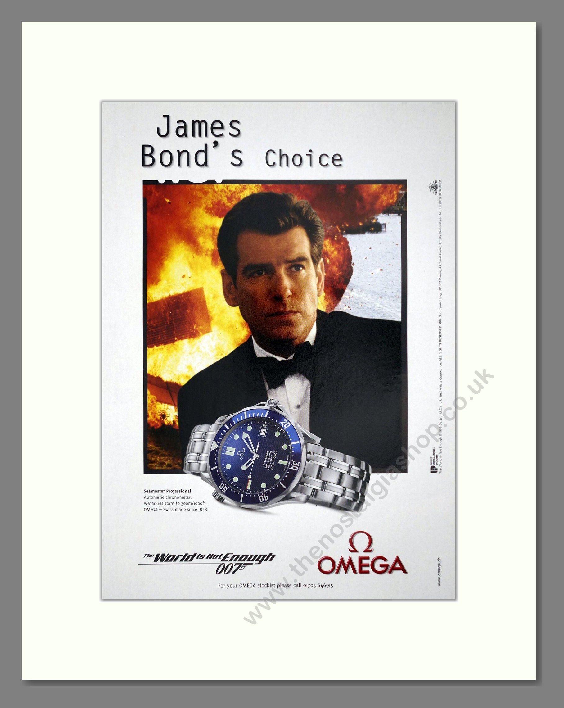 Omega - Seamaster World Is Not Enough James Bond 007. Vintage Advert 1 ...