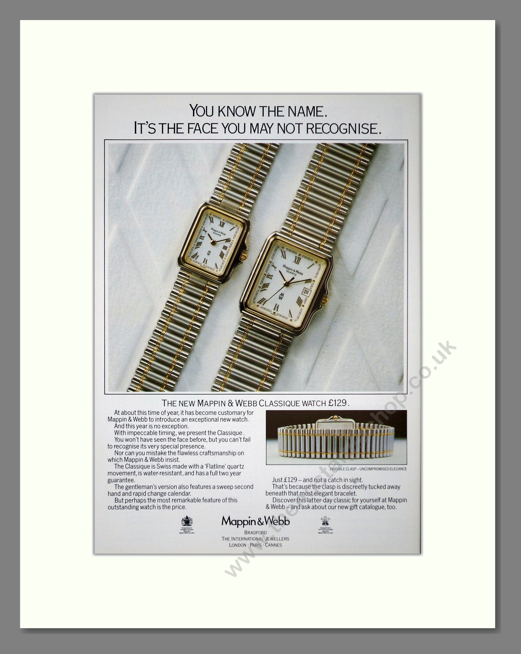 Mappin & Webb - Classique. Vintage Advert 1985 (ref AD67562)