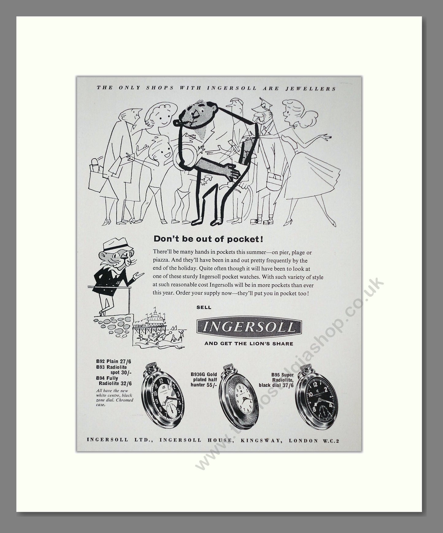 Ingersoll - Pocket Watches. Vintage Advert 1957 (ref AD67586)
