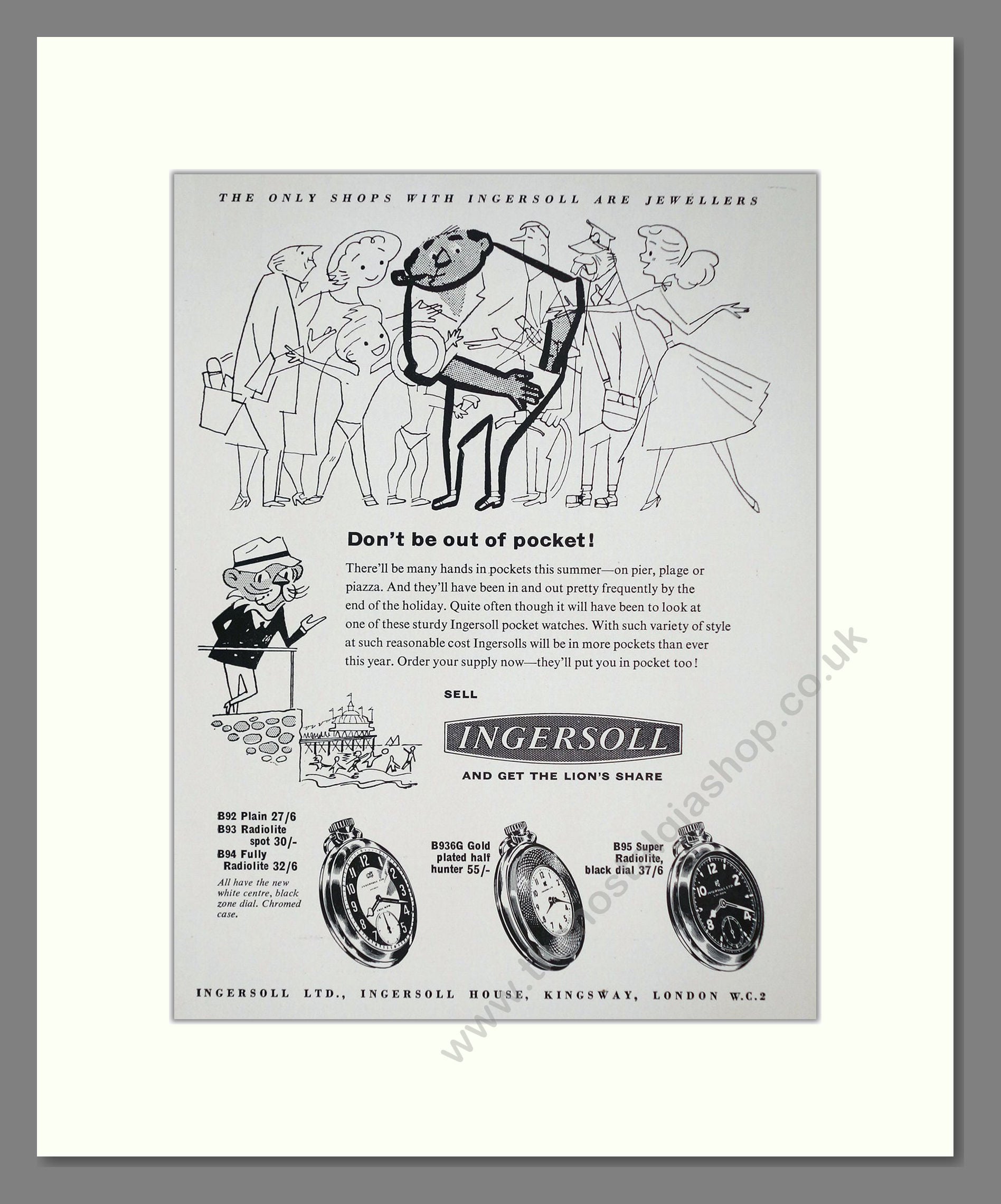 Ingersoll - Pocket Watches. Vintage Advert 1957 (ref AD67586)