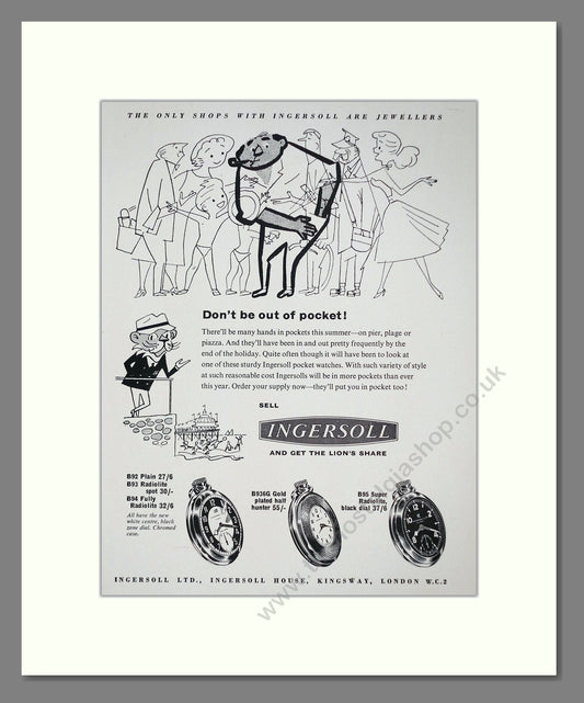 Ingersoll - Pocket Watches. Vintage Advert 1957 (ref AD67586)