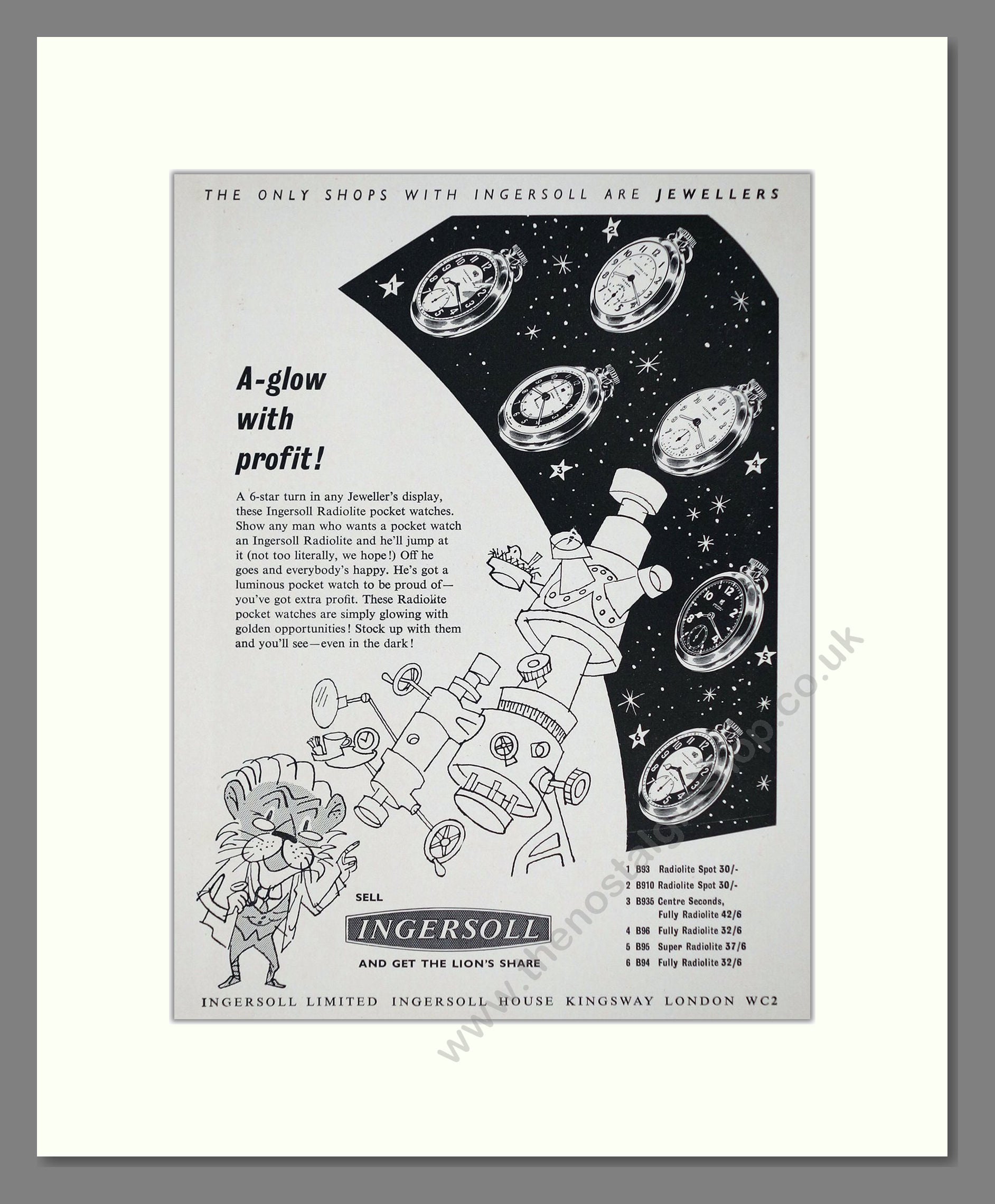 Ingersoll - Pocket Watches. Vintage Advert 1957 (ref AD67587)