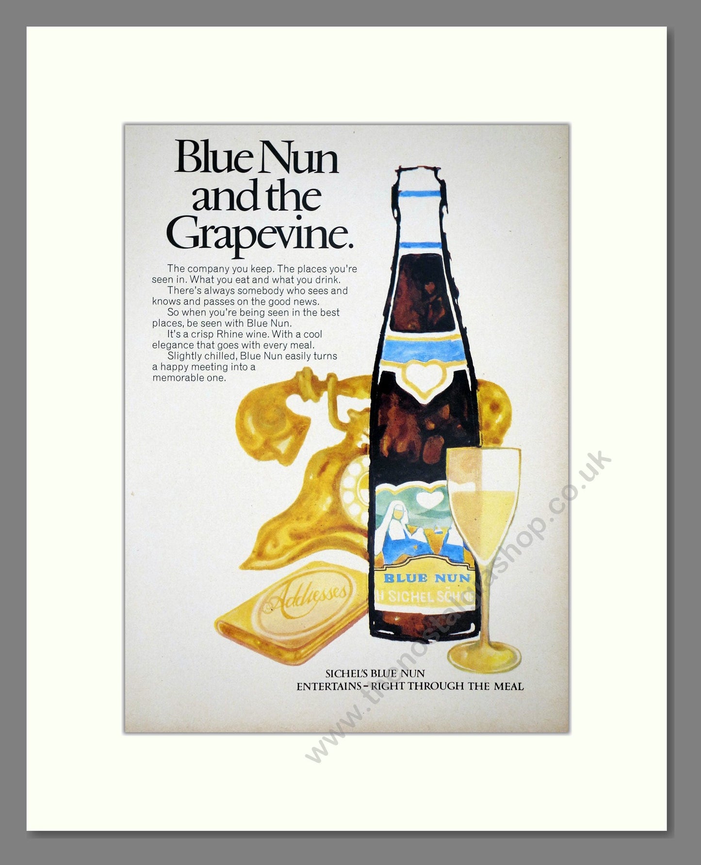 Blue Nun - Wine. Vintage Advert 1971 (ref AD67622)
