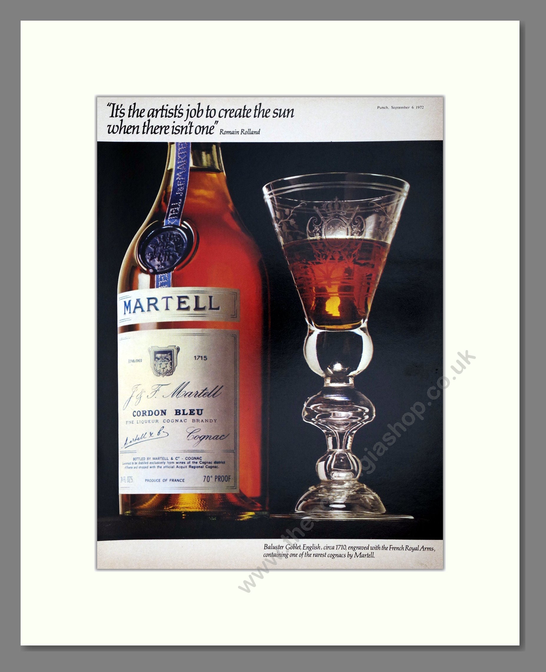 Martell - Brandy / Cognac. Vintage Advert 1972 (ref AD67638)