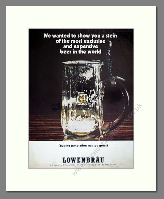 Lowenbrau - German Beer. Vintage Advert 1967 (ref AD67654)