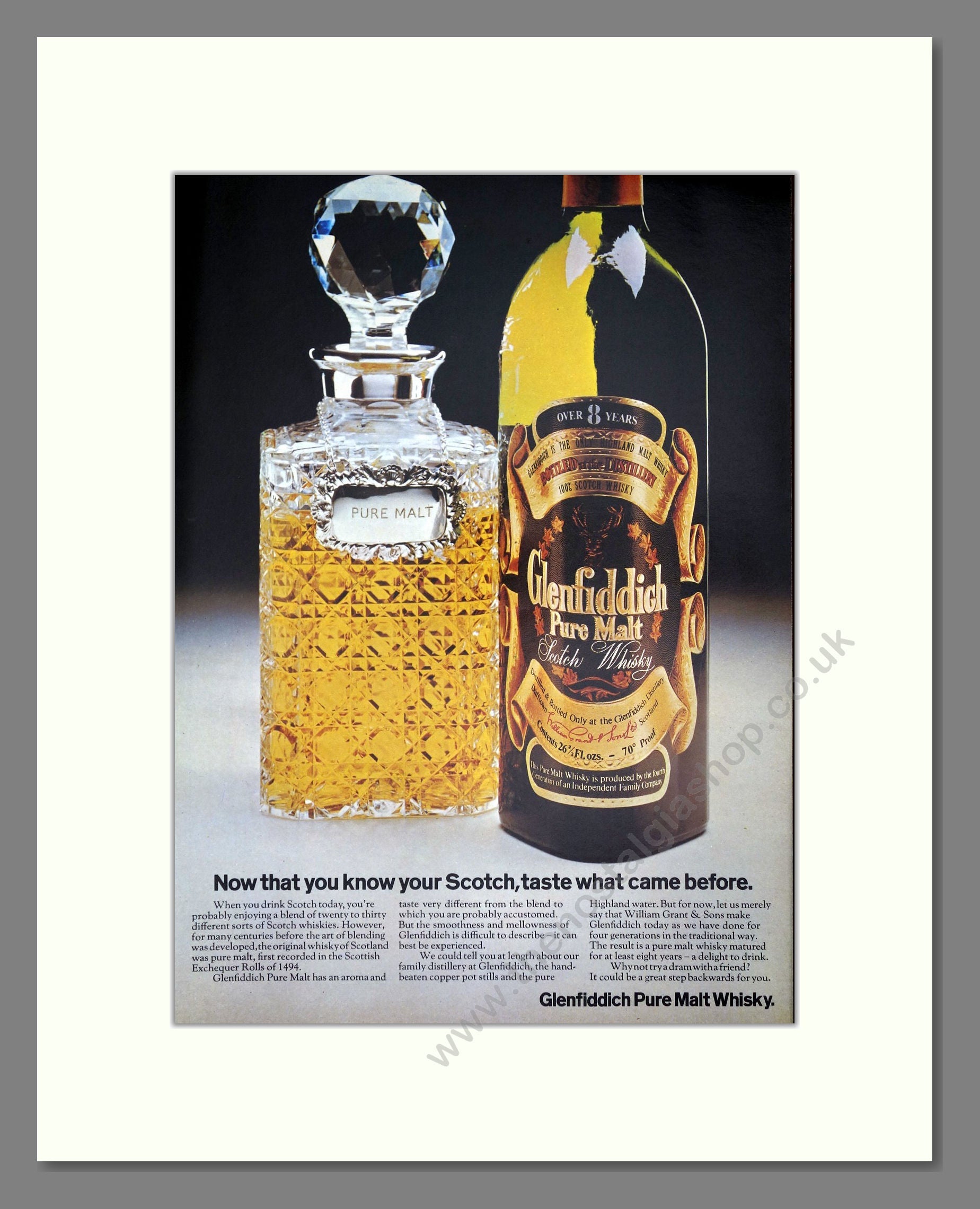 Glenfiddich - Malt Whisky. Vintage Advert 1974 (ref AD67674)