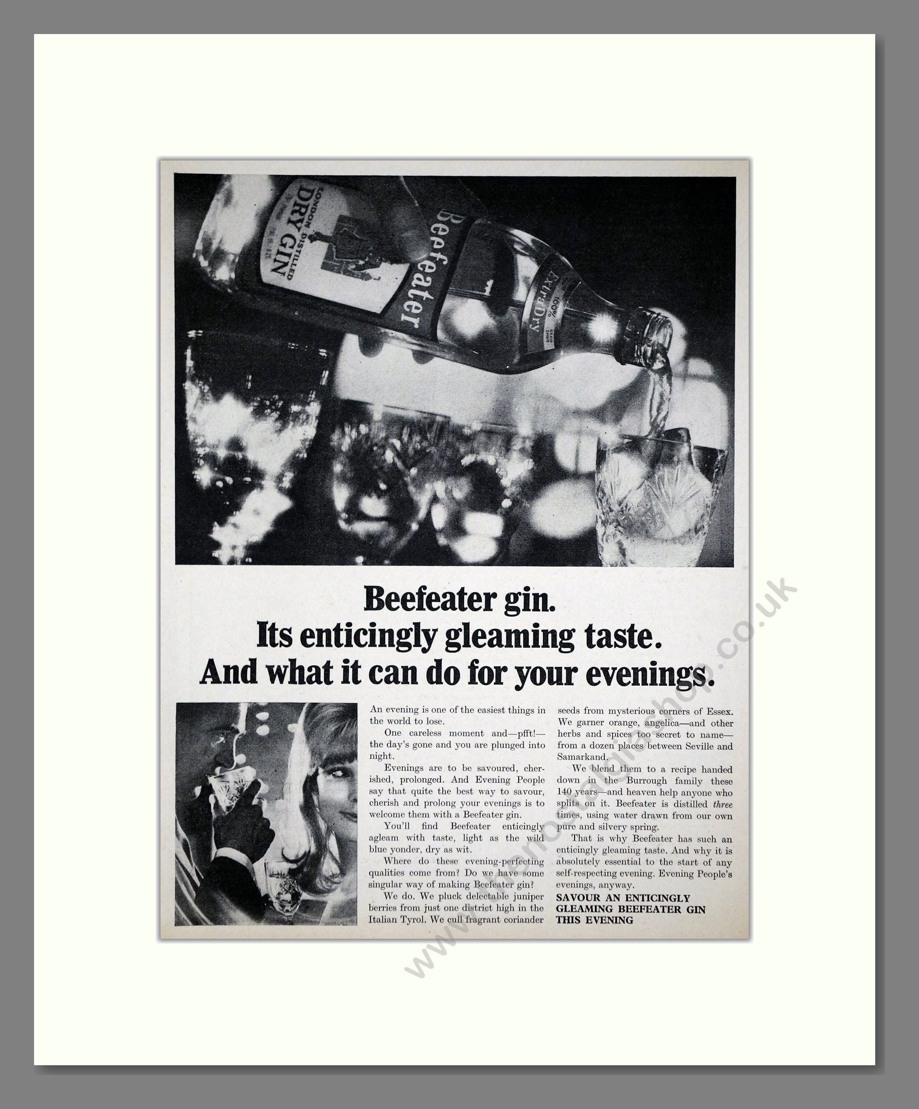 Beefeater - Gin. Vintage Advert 1966 (ref AD67696)