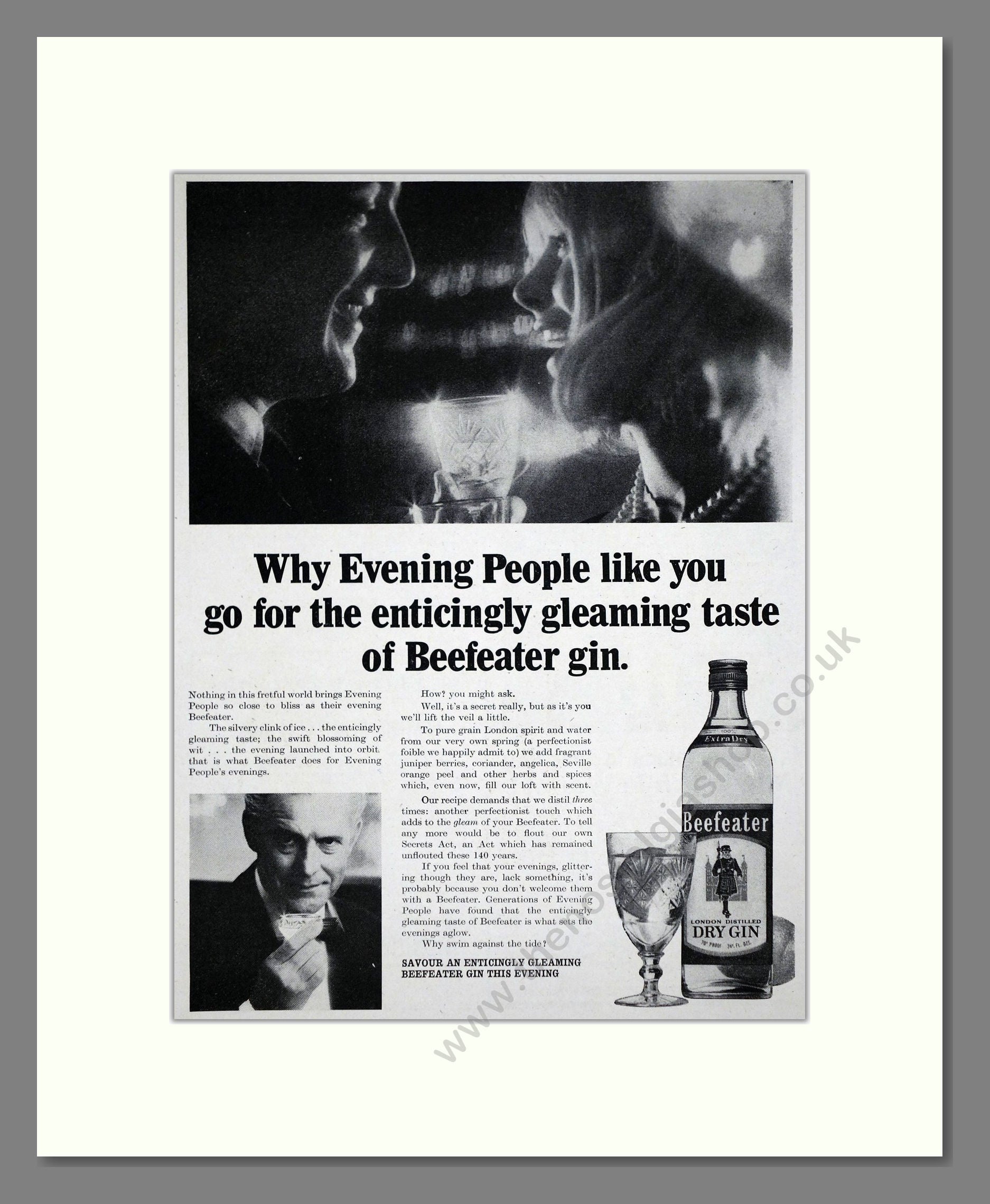 Beefeater - Gin. Vintage Advert 1966 (ref AD67698)