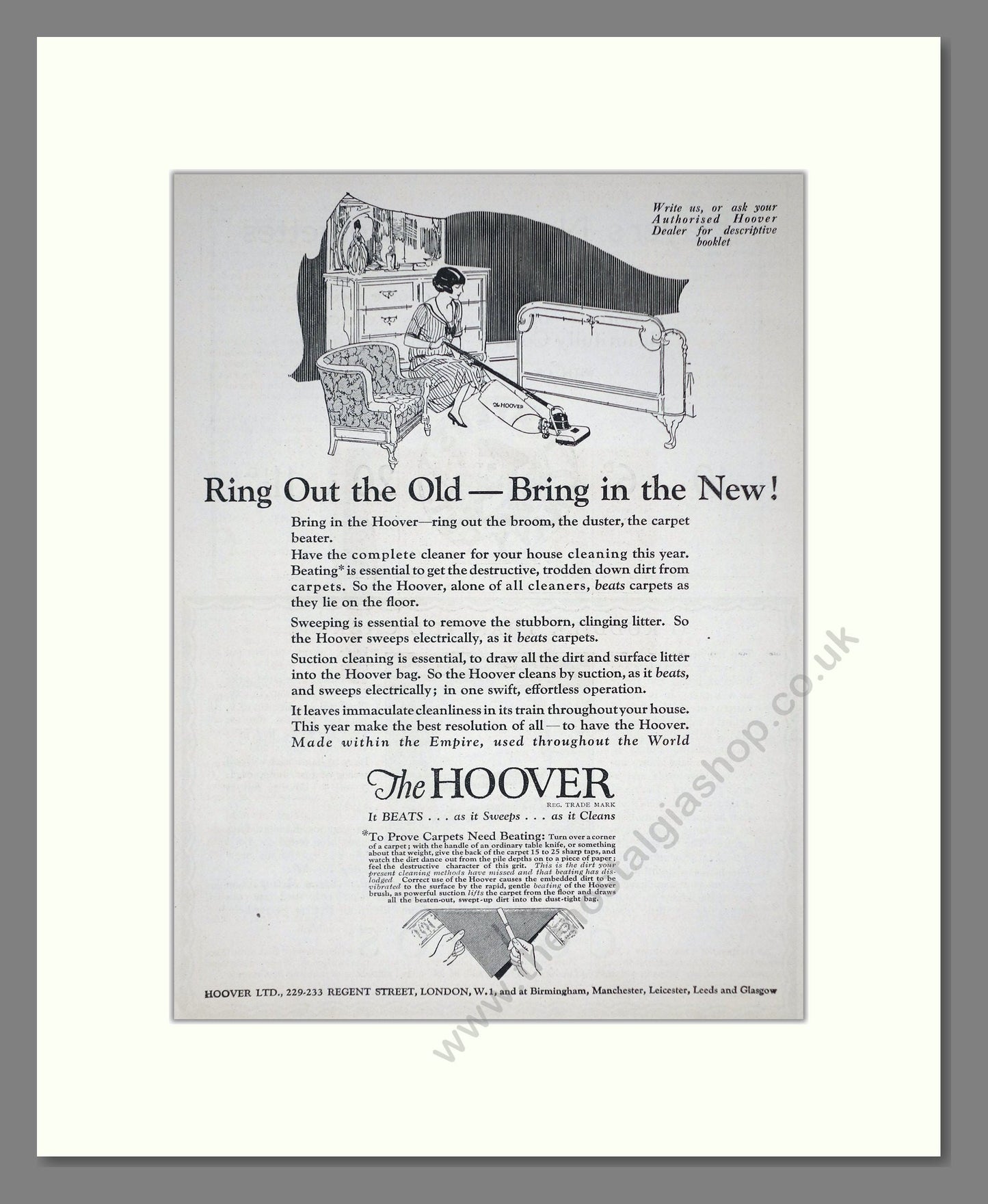 Hoover - Bring In The New. Vintage Advert 1926 (ref AD67715)