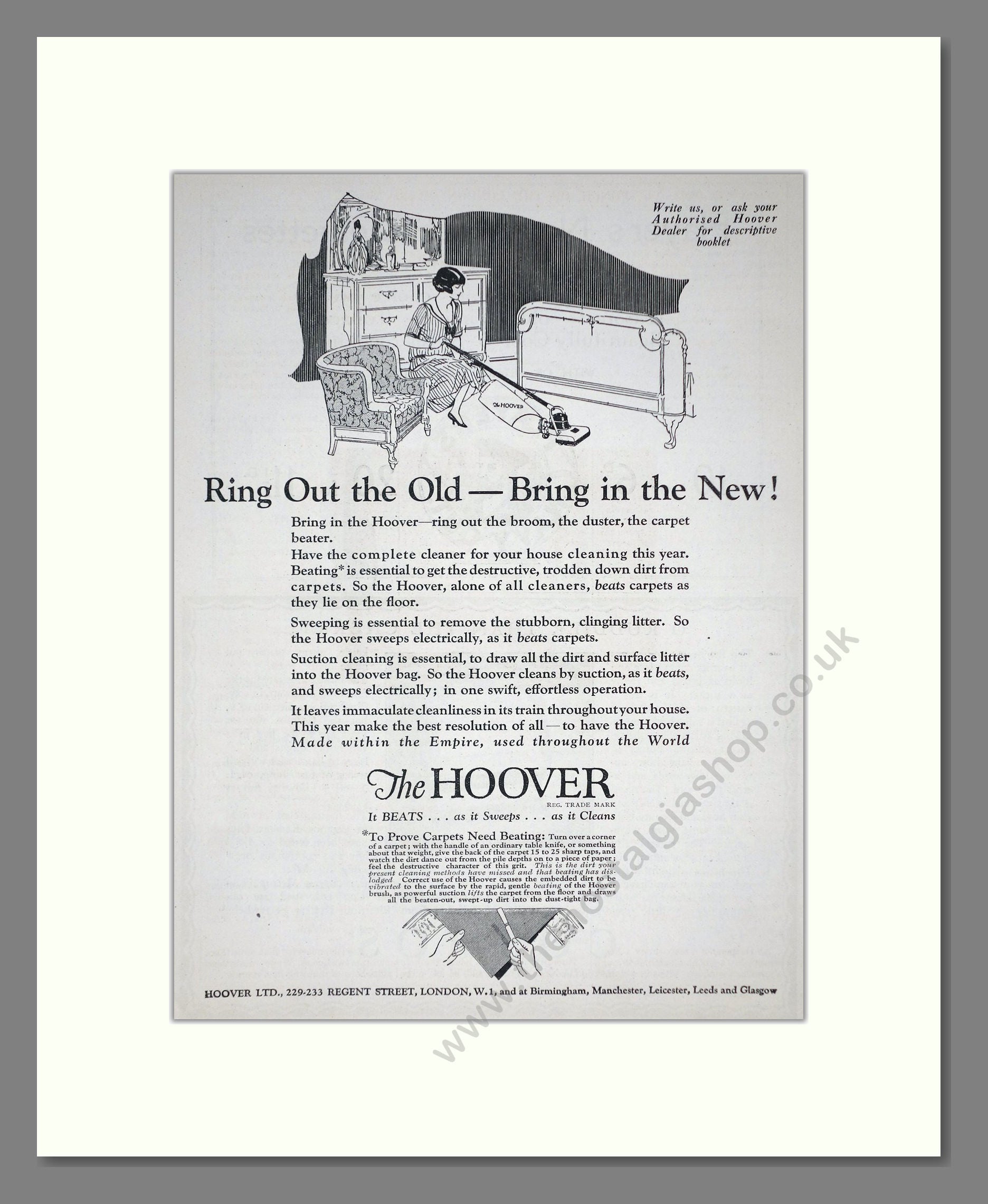 Hoover - Bring In The New. Vintage Advert 1926 (ref AD67715)