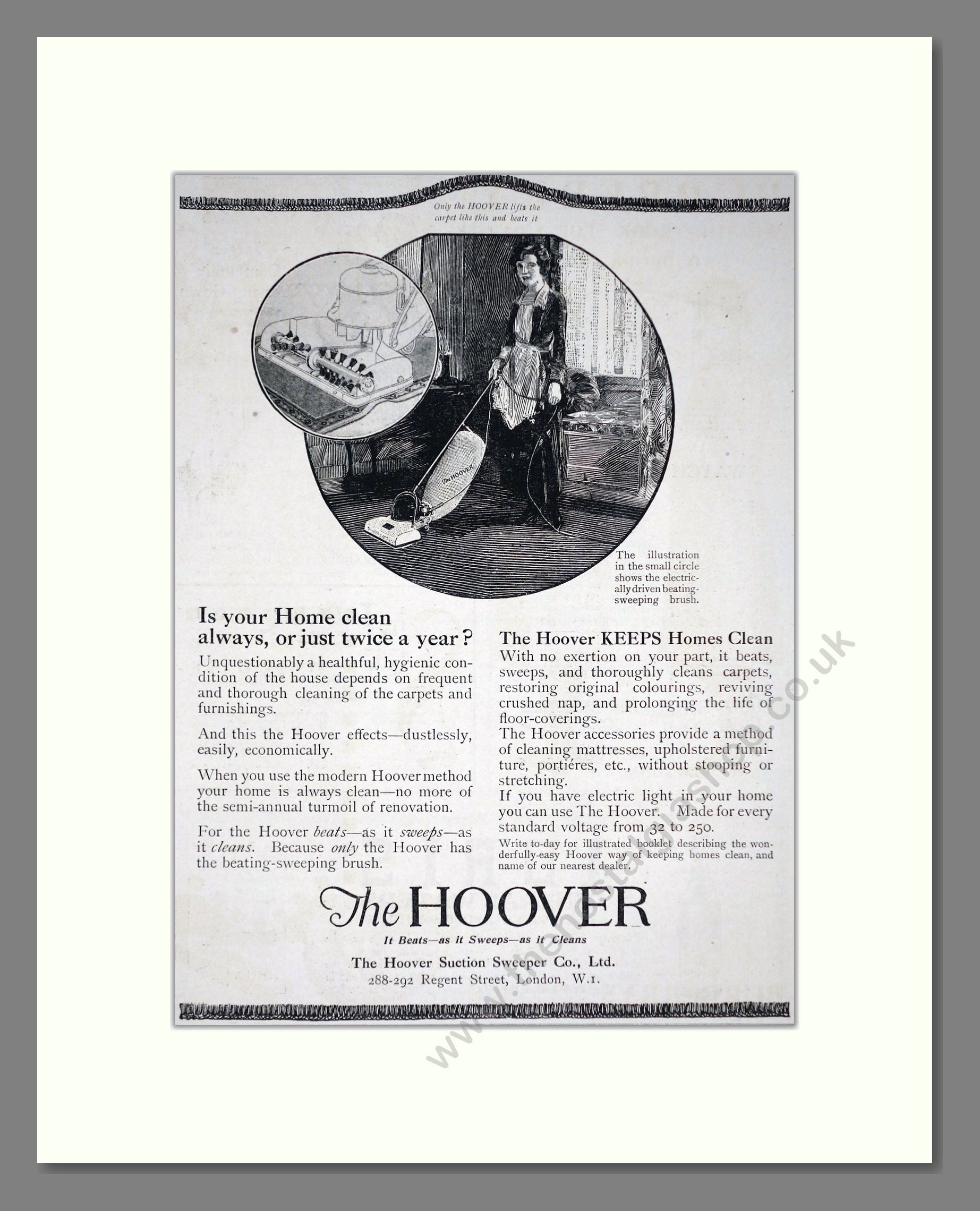 Hoover - Keeps Houses Clean. Vintage Advert 1920 (ref AD67716)