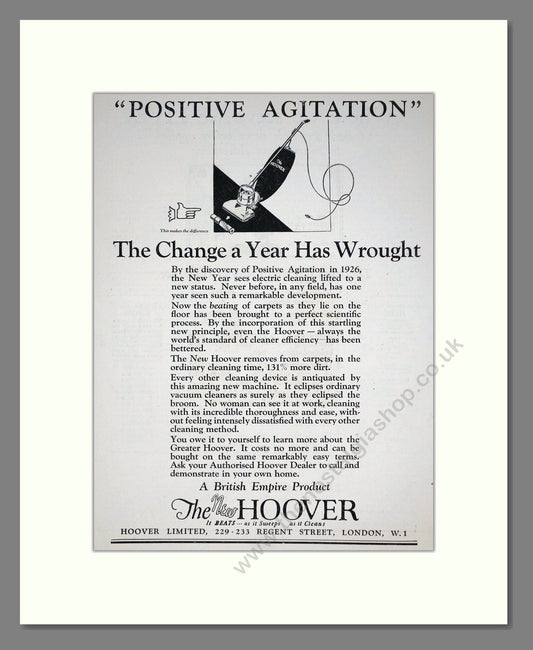Hoover - Positive Agitation. Vintage Advert 1927 (ref AD67732)
