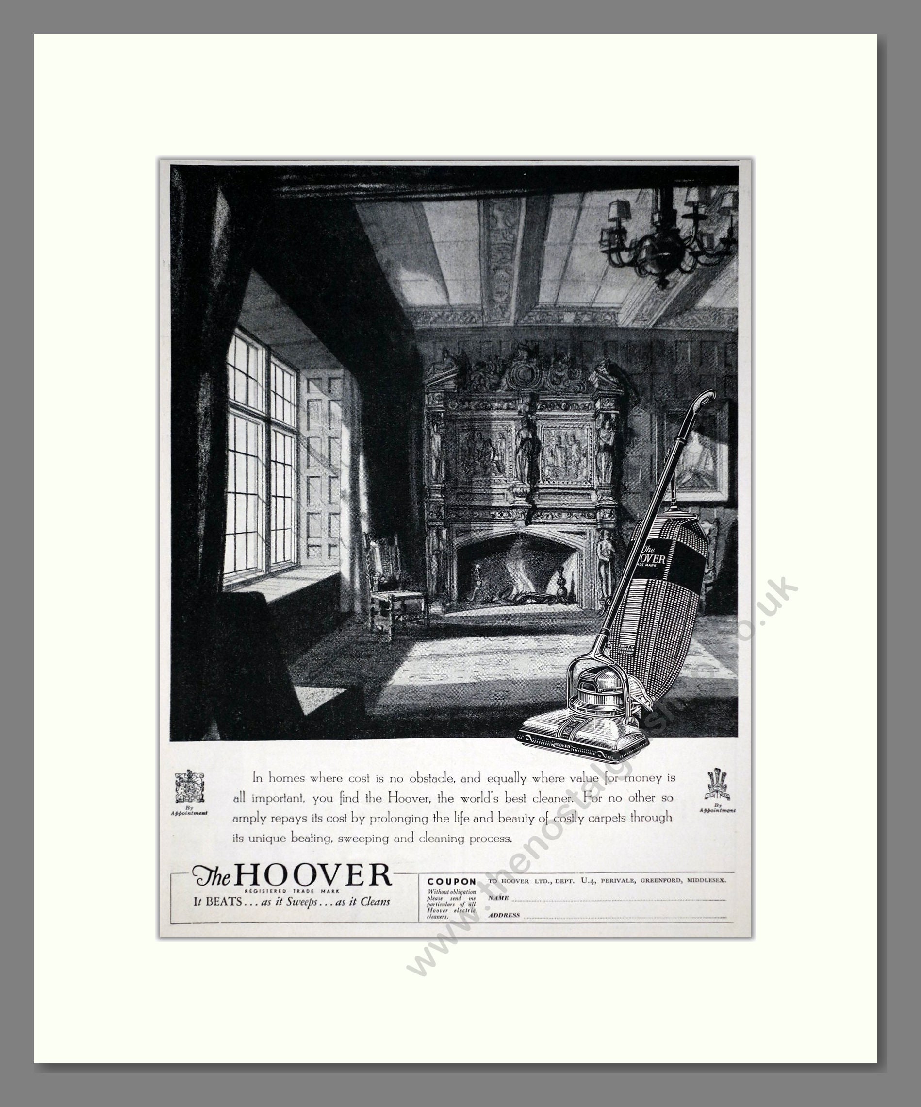 Hoover - Vacuum Cleaner. Vintage Advert 1937 (ref AD67735)