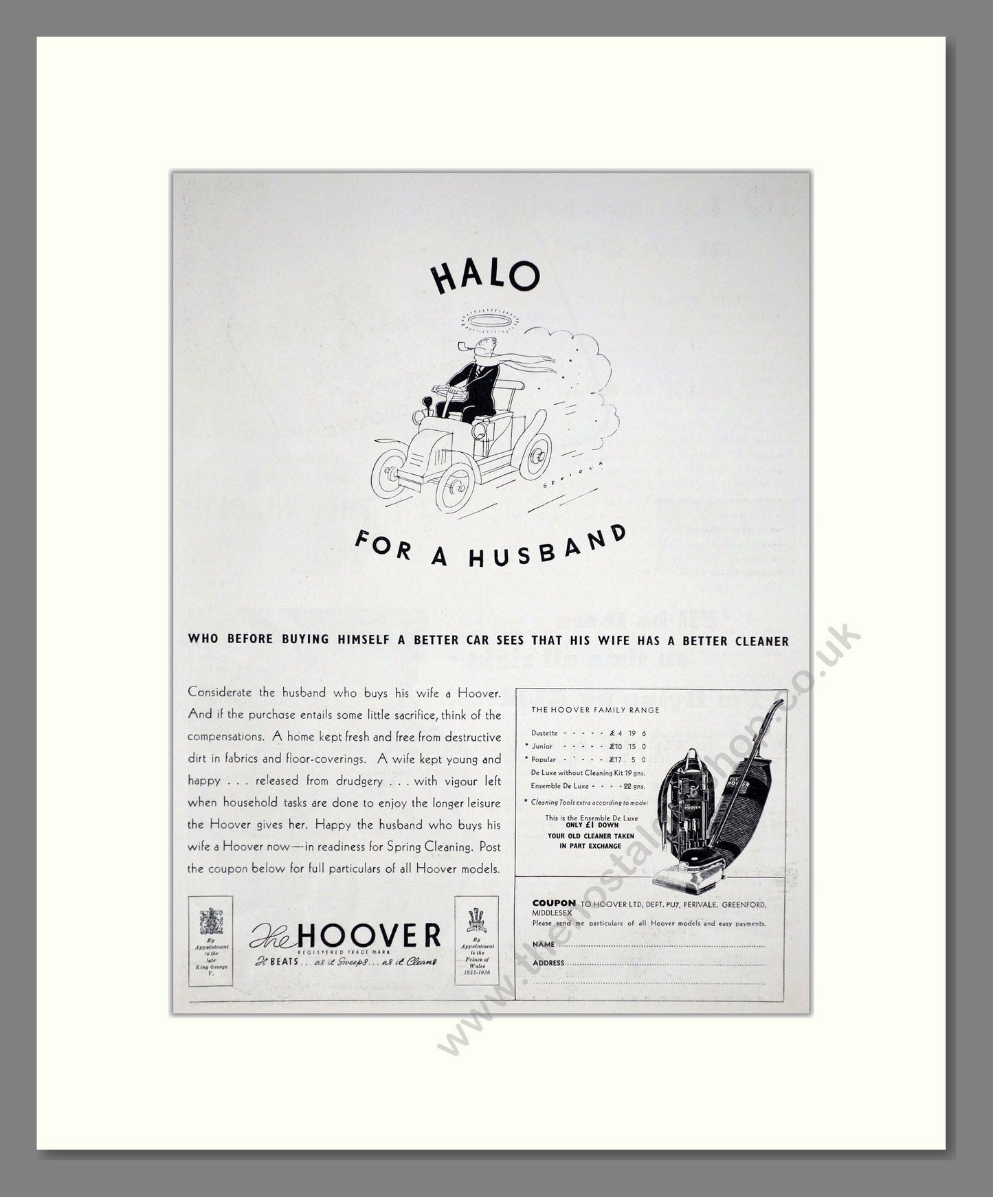 Hoover - Halo For A Husband. Vintage Advert 1939 (ref AD67736)