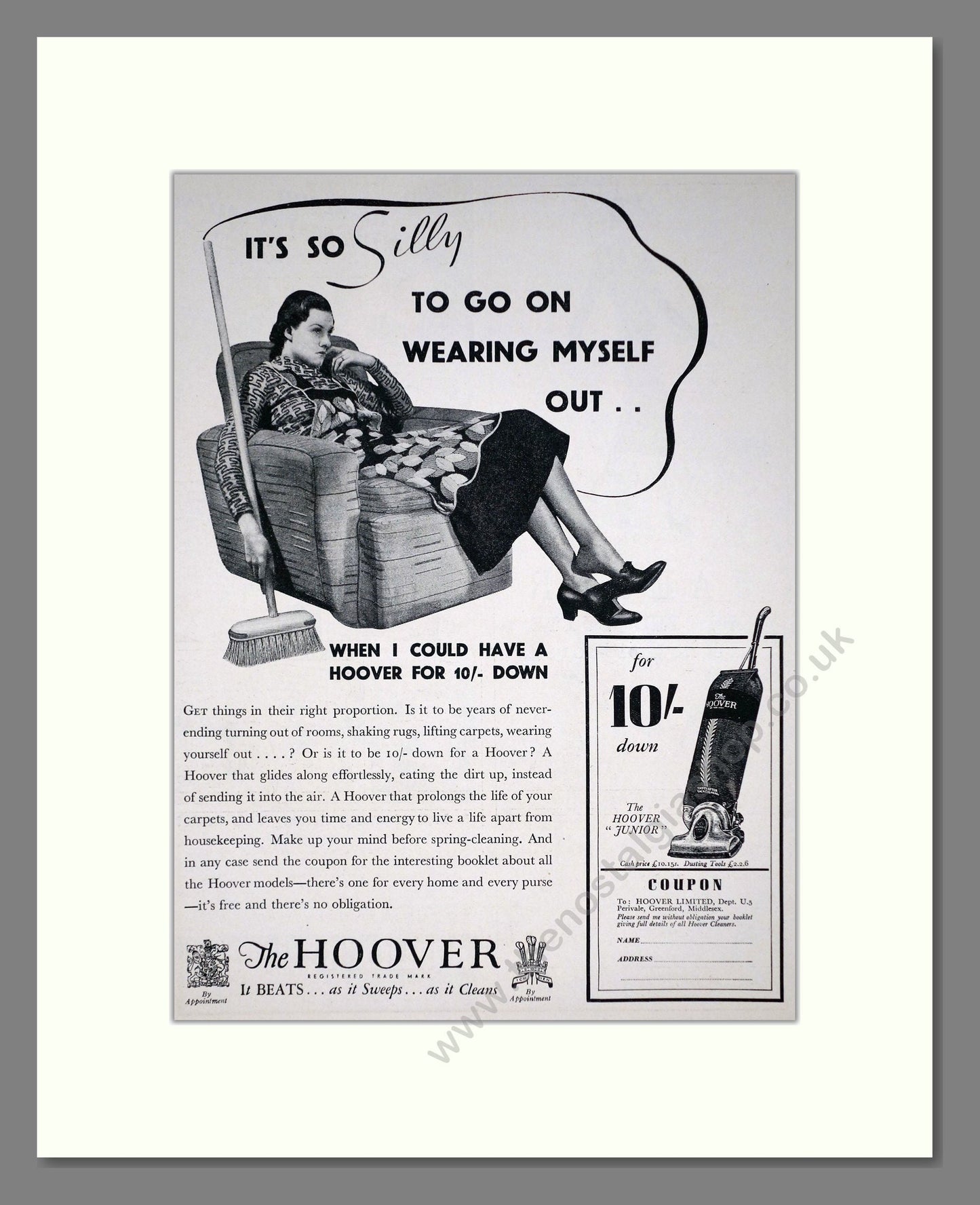 Hoover - It's So Silly. Vintage Advert 1936 (ref AD67737)