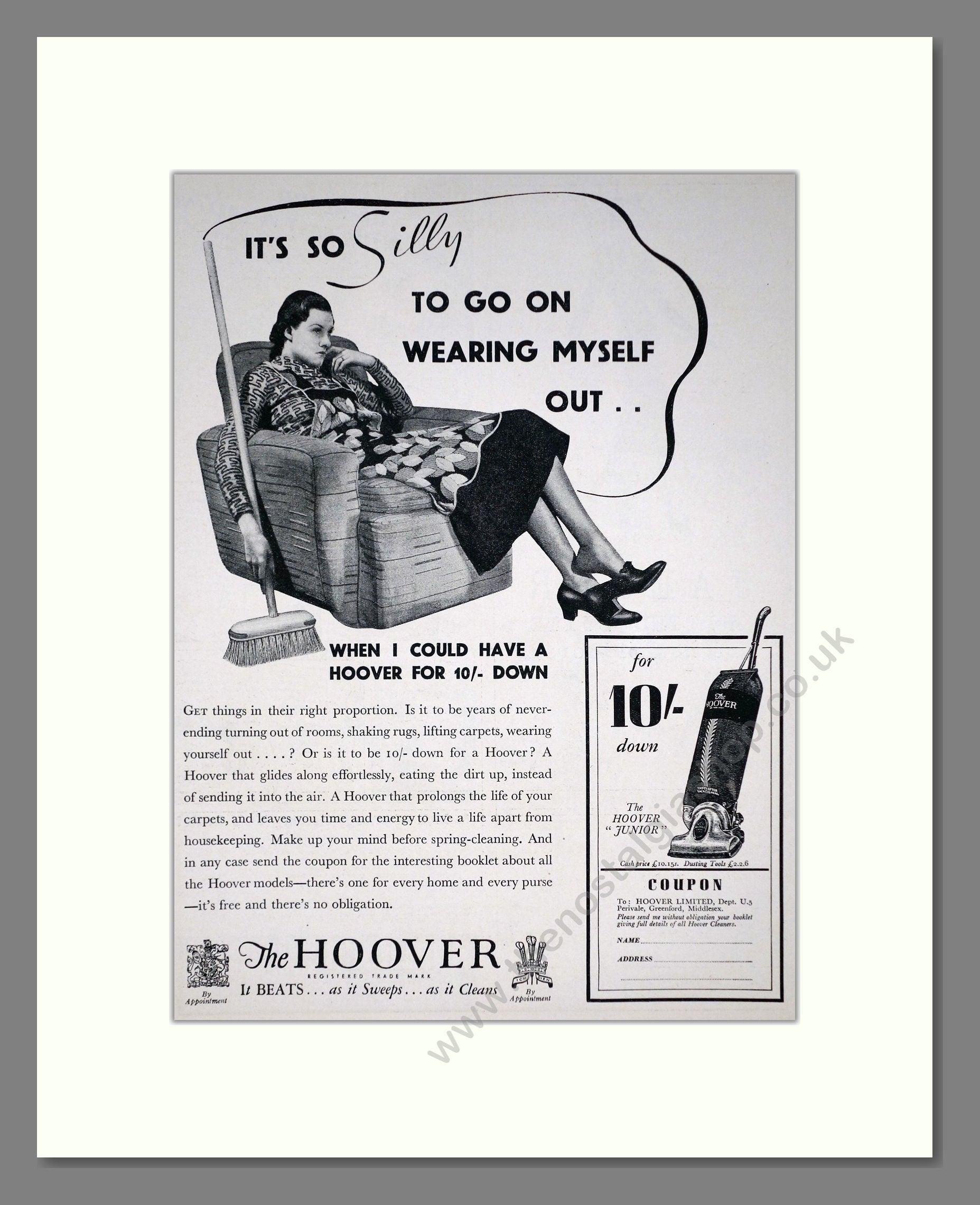 Hoover - It's So Silly. Vintage Advert 1936 (ref AD67737)