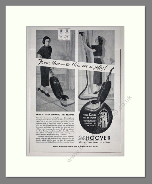 Hoover - In A Jiffy. Vintage Advert 1938 (ref AD67738)