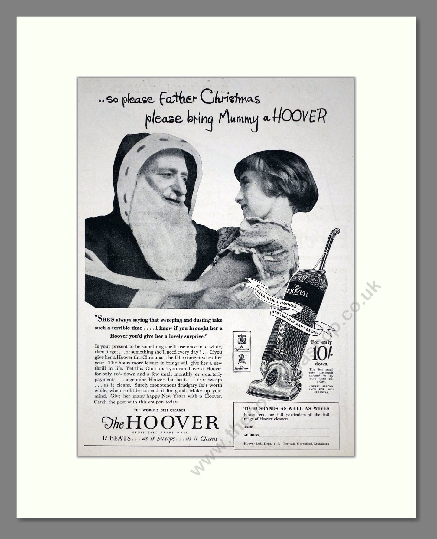 Hoover - Father Christmas. Vintage Advert 1936 (ref AD67739)
