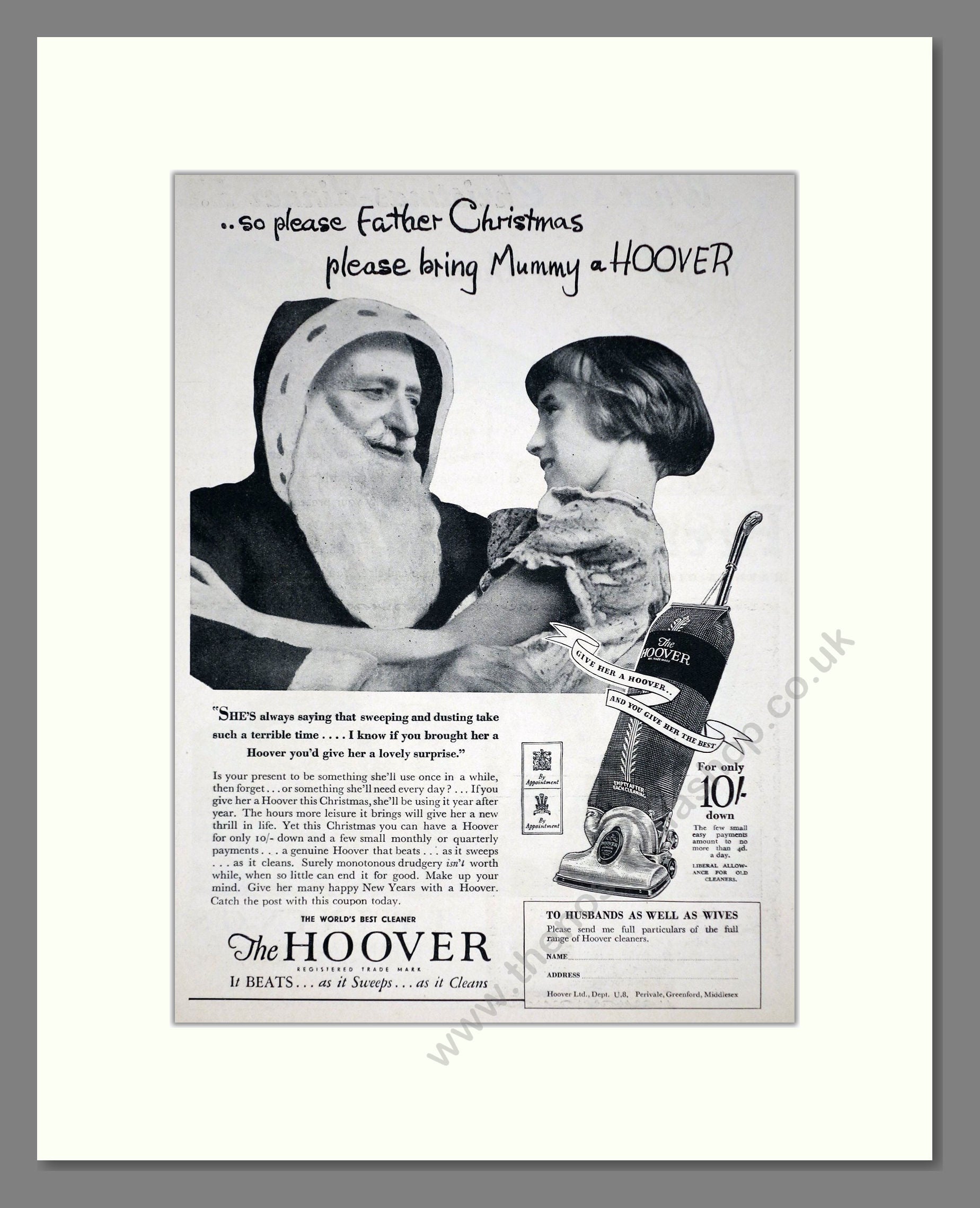 Hoover - Father Christmas. Vintage Advert 1936 (ref AD67739)