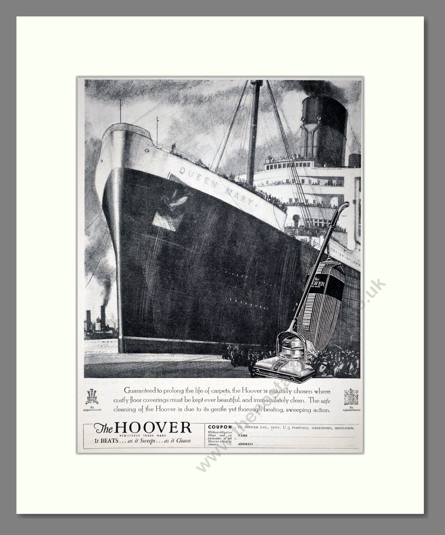 Hoover - Vacuum Cleaner (Queen Mary). Vintage Advert 1937 (ref AD67742)