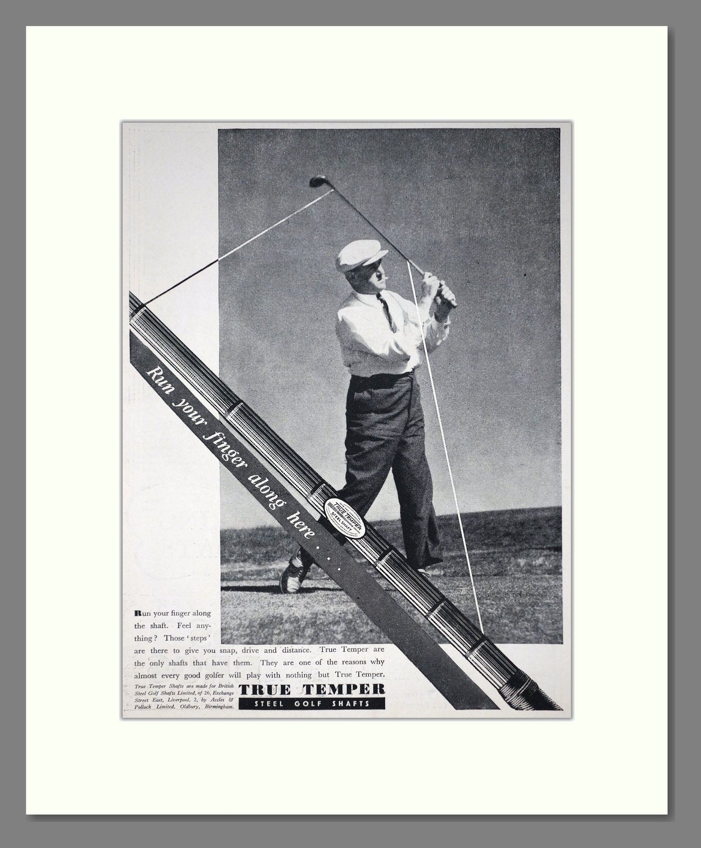True Temper - Steel Golf Club Shafts. Vintage Advert 1937 (ref AD67753)
