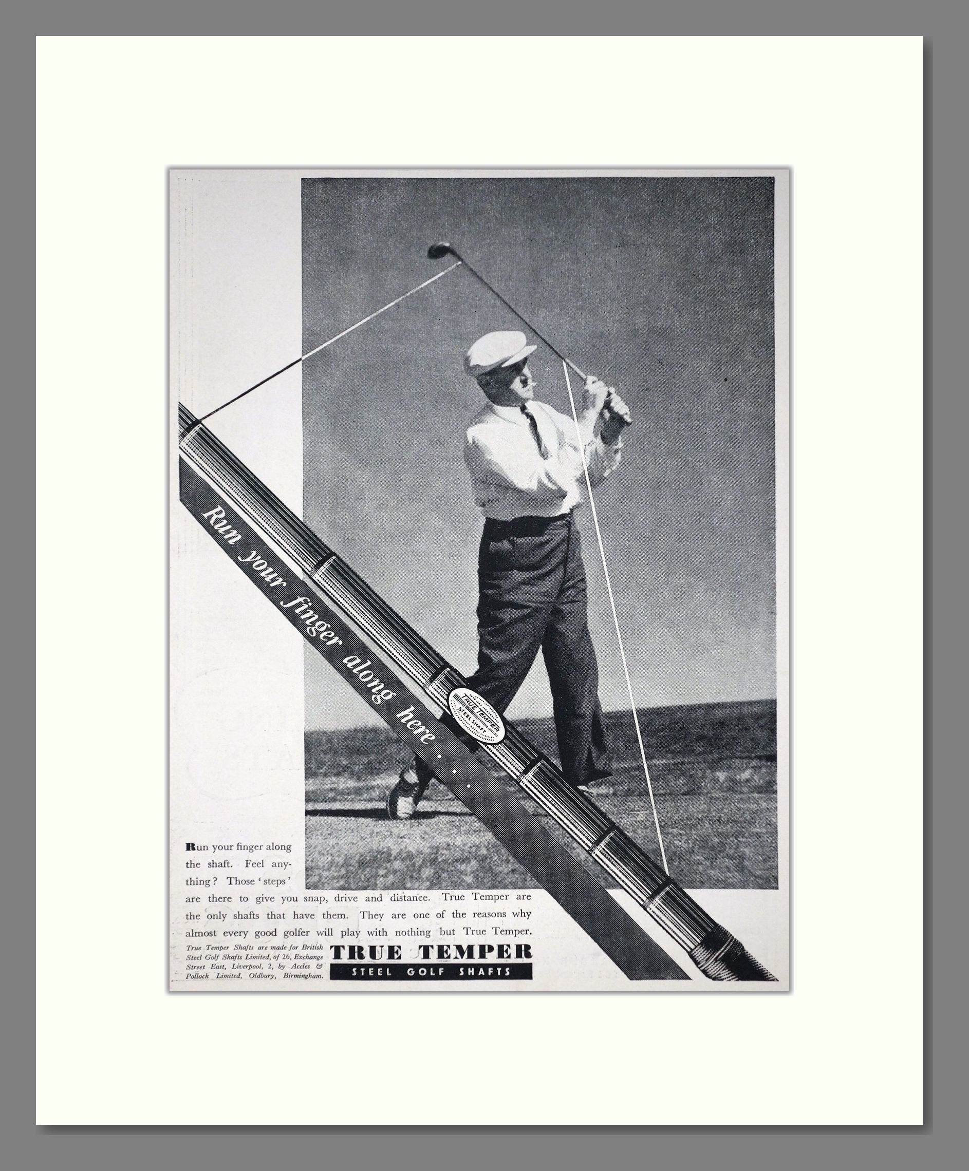 True Temper - Steel Golf Club Shafts. Vintage Advert 1937 (ref AD67753)