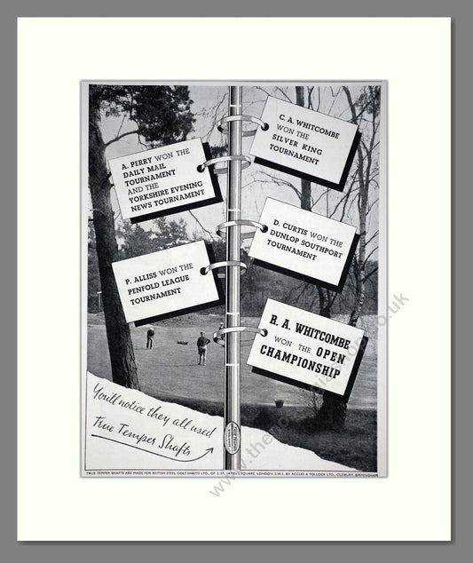 True Temper - Steel Golf Club Shafts. Vintage Advert 1938 (ref AD67757)