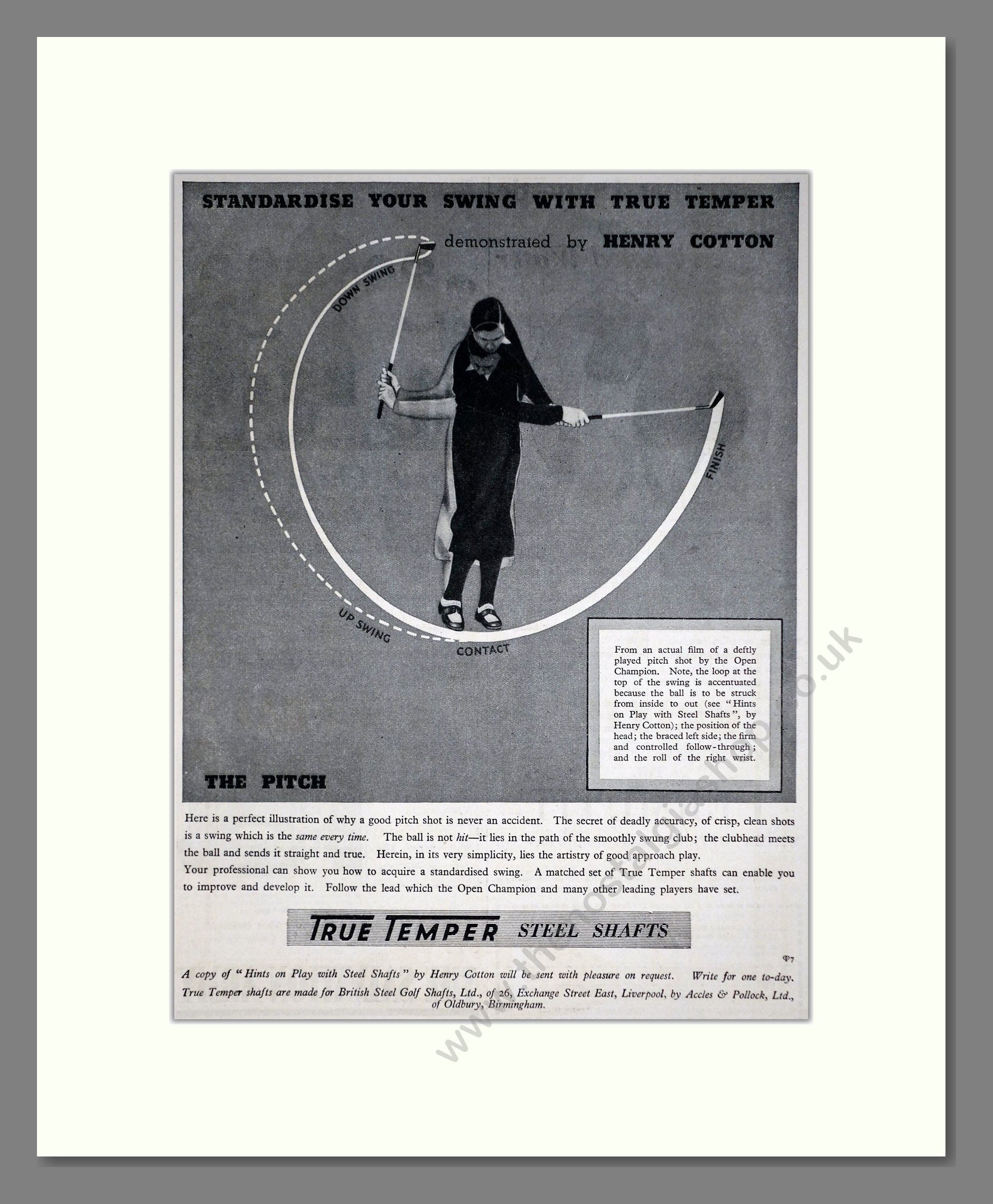 True Temper - Steel Golf Club Shafts. Vintage Advert 1935 (ref AD67763)