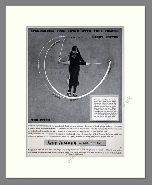 True Temper - Steel Golf Club Shafts. Vintage Advert 1935 (ref AD67763)