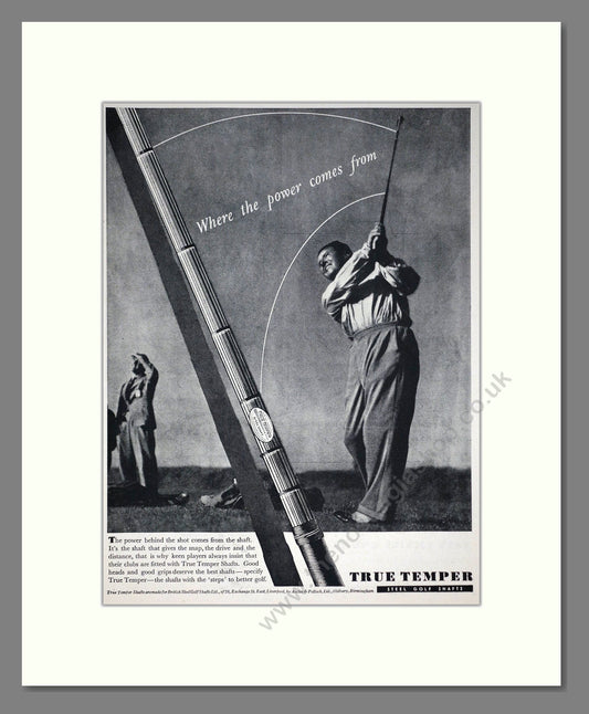 True Temper - Steel Golf Club Shafts. Vintage Advert 1937 (ref AD67765)