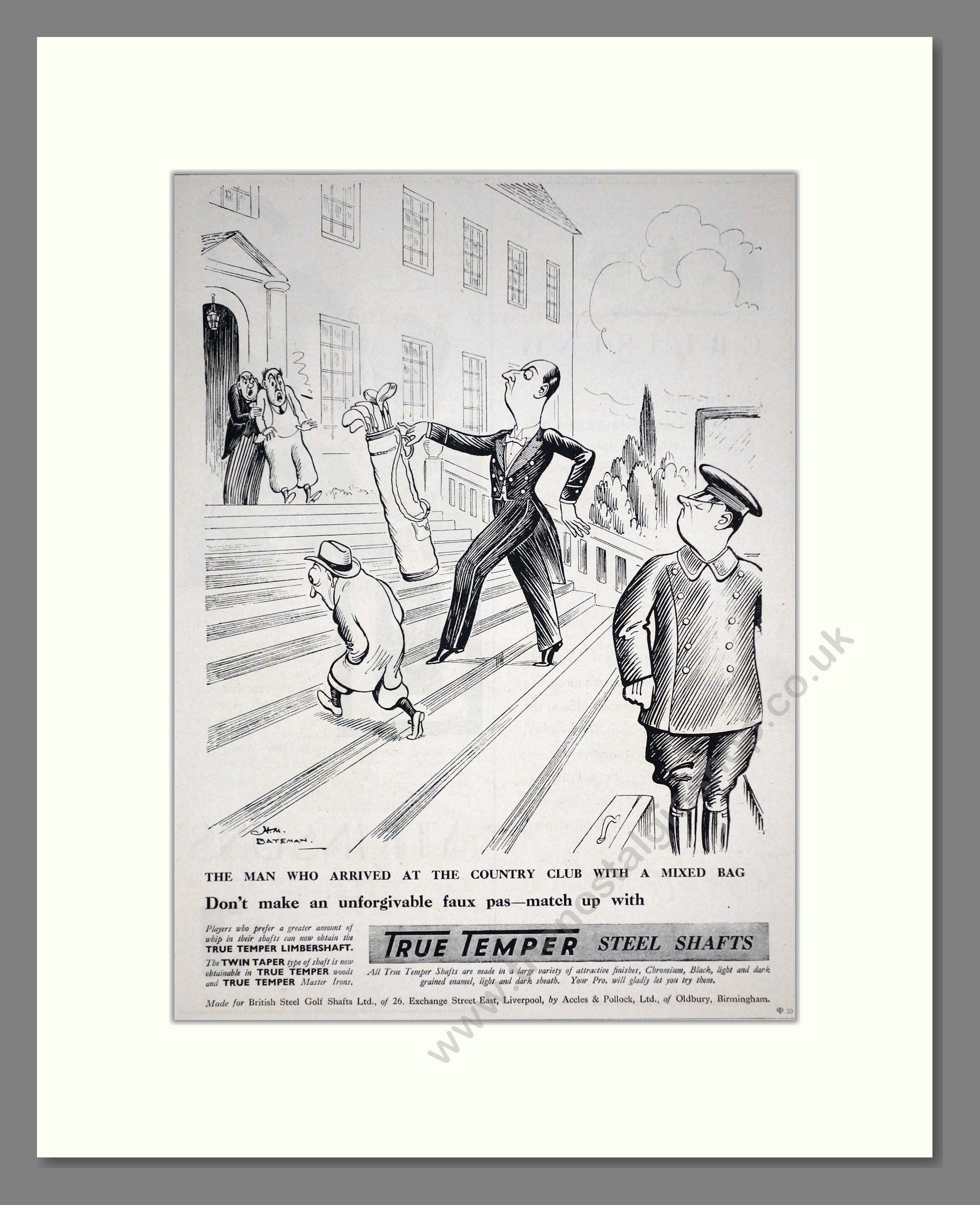 True Temper - Steel Golf Club Shafts. Vintage Advert 1934 (ref AD67769)