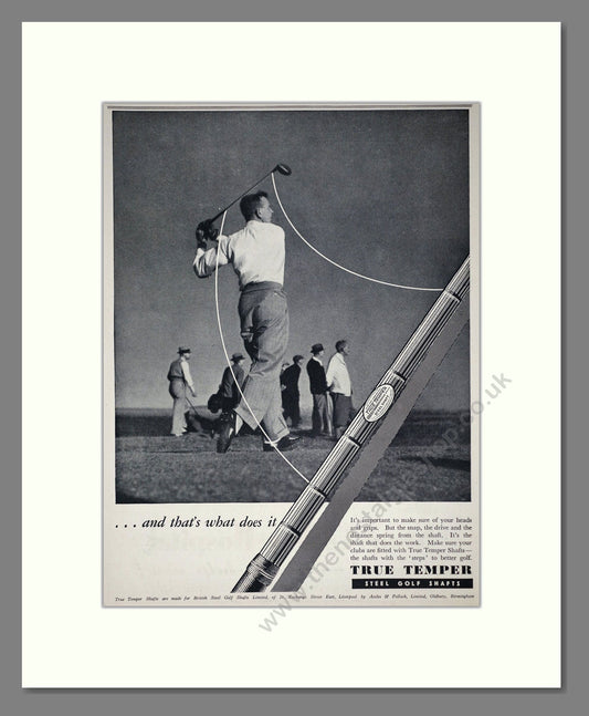 True Temper - Steel Golf Club Shafts. Vintage Advert 1937 (ref AD67774)