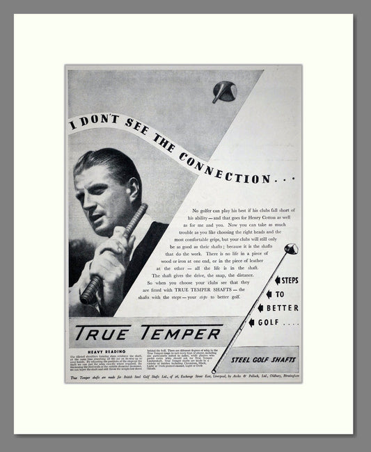 True Temper - Steel Golf Club Shafts. Vintage Advert 1936 (ref AD67776)