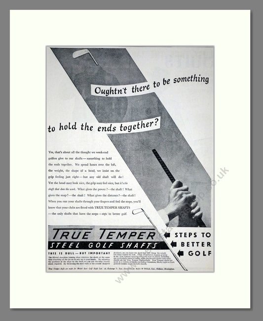 True Temper - Steel Golf Club Shafts. Vintage Advert 1936 (ref AD67777)