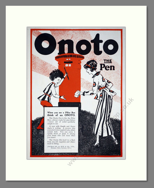Onoto Pens - Pillar Box. Vintage Advert 1920 (ref AD67788)